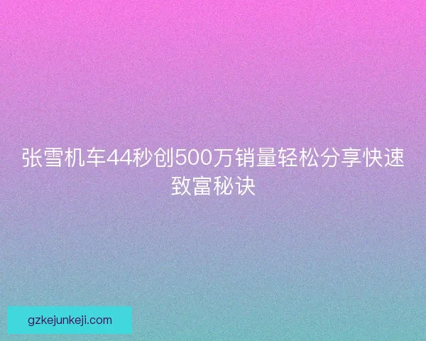 张雪机车44秒创500万销量轻松分享快速致富秘诀