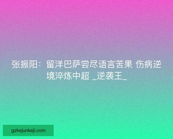 张振阳：留洋巴萨尝尽语言苦果 伤病逆境淬炼中超 _逆袭王_