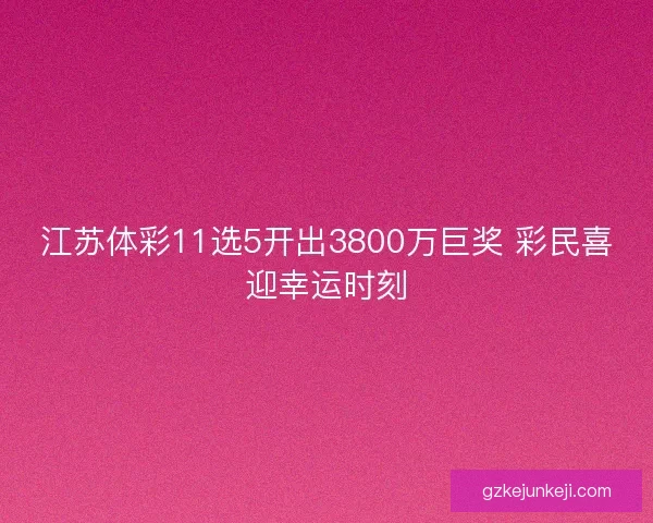 江苏体彩11选5开出3800万巨奖 彩民喜迎幸运时刻