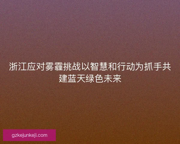 浙江应对雾霾挑战以智慧和行动为抓手共建蓝天绿色未来