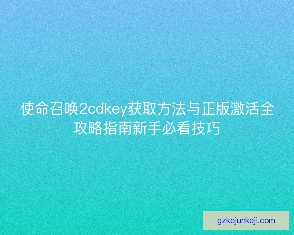 使命召唤2cdkey获取方法与正版激活全攻略指南新手必看技巧